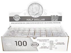 Round Coin Tube-Half-Dollar, 100/bx