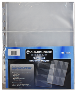 Guardhouse Shield 3 Pocket Archival (10 pack) Polypropylene Pages