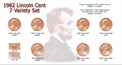 1982 Lincoln Cent 7 Copper Zinc Set Holder