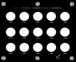 Proof Roosevelt Dimes 1950-1964 - Black