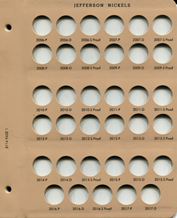 Jefferson Nickels 2006 to Date with Proof Replacement Page 1 2006 - 2017D