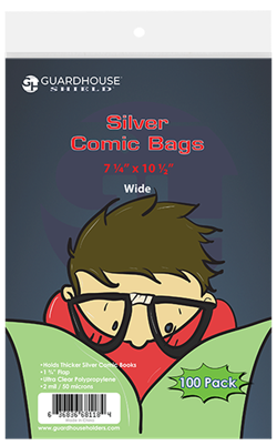 Shield Bag for Thicker Silver Comic Books (Wide Size) - 7 1/4 x 10 1/2