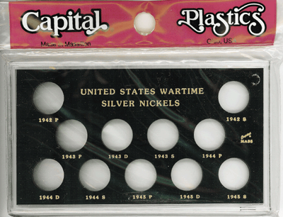 U.S. Wartime Silver Nickels  11 slot(s).