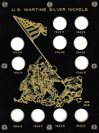 U.S. Wartime Silver Nickels 1942-1945 (Illustration of Flag raising at Iwo Jima)