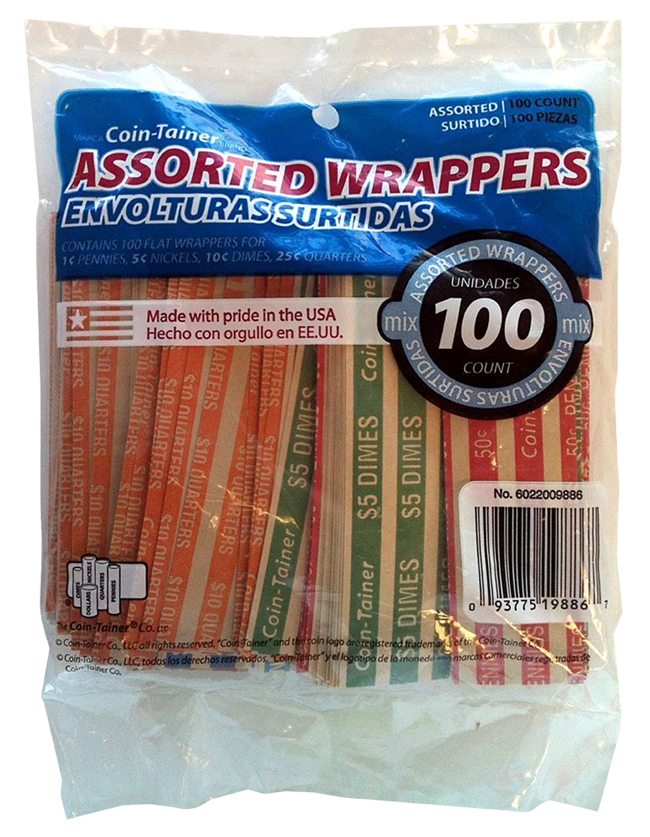 100 Mixed Flat Coin Wrappers