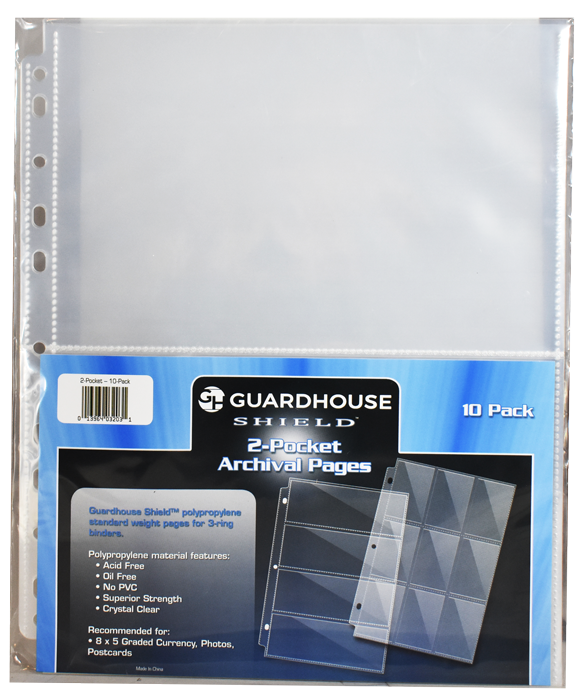 Guardhouse Shield 2 Pocket Archival (10 pack) Polypropylene Pages