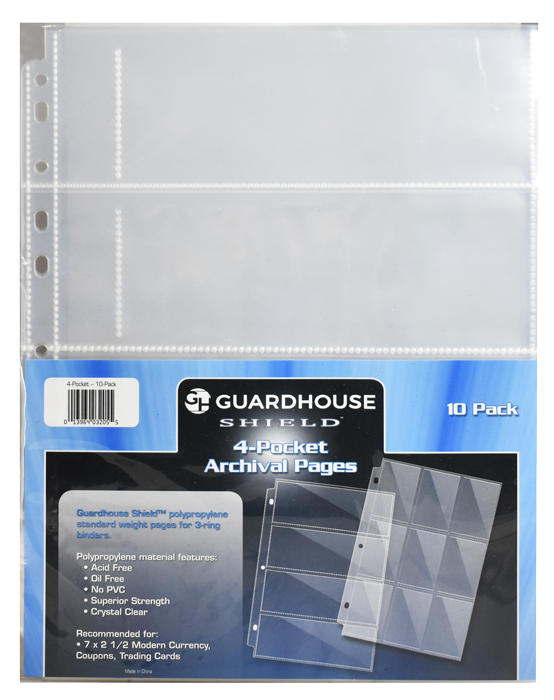 Guardhouse Shield 4 Pocket Archival (10 pack) Polypropylene Pages