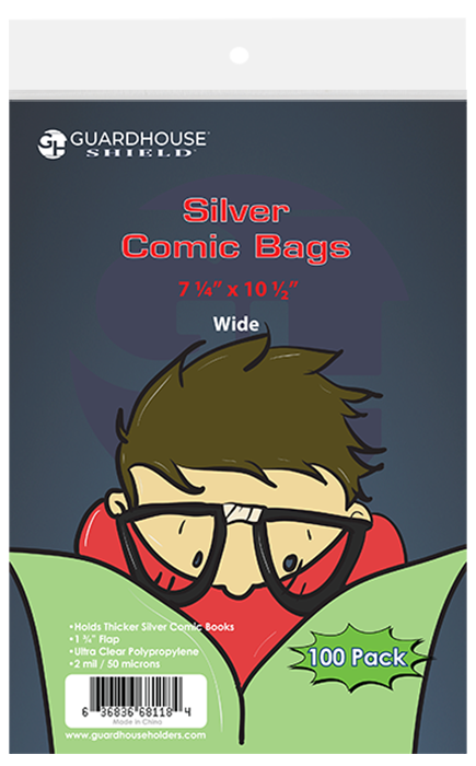 Shield Bag for Thicker Silver Comic Books (Wide Size) - 7 1/4 x 10 1/2