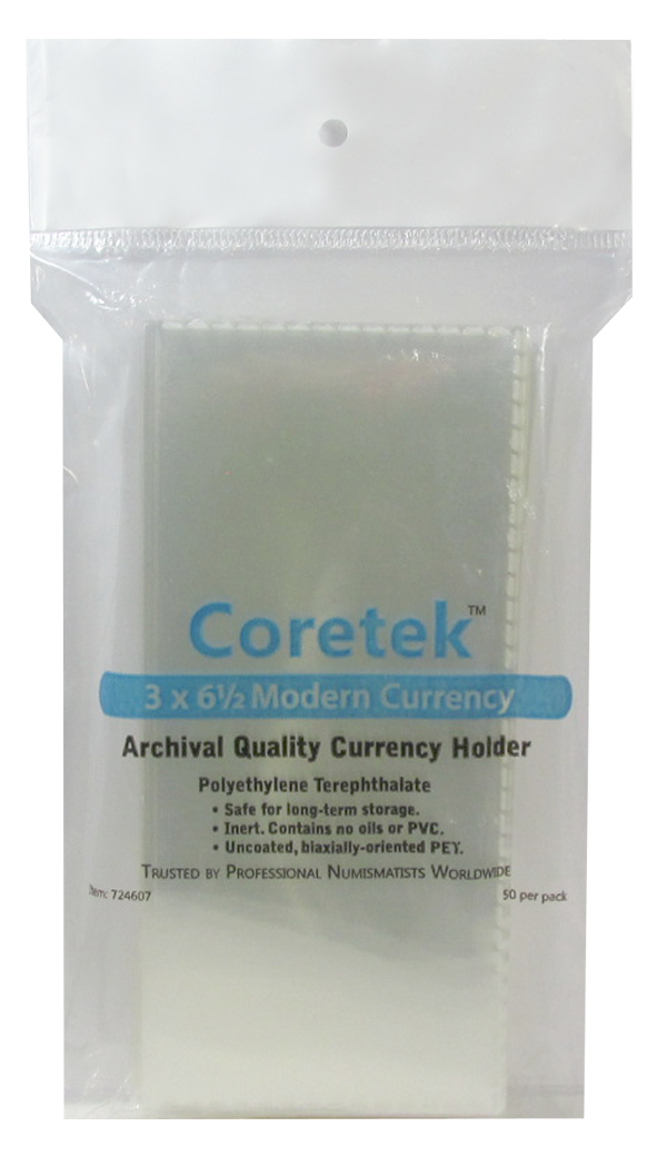 Coretek Modern Currency Sleeve 6 1/2 x 3  - 50 pack