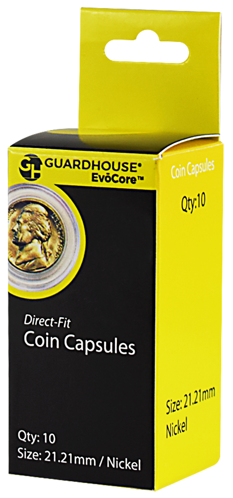 Nickel (21.2mm) Direct-Fit Coin Capsules - 10 Pack