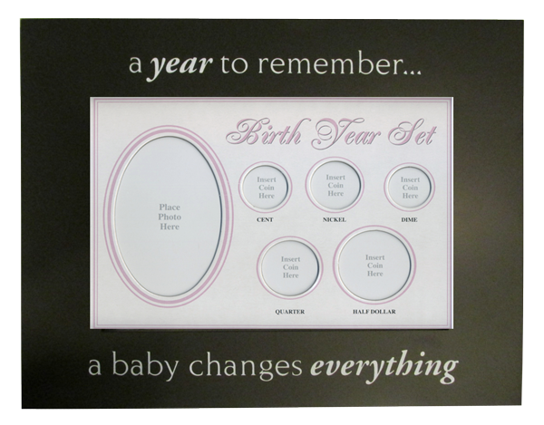 Birth Year Coin Set Frame - Baby Girl