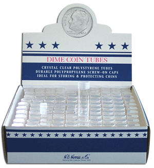 Round Coin Tube-Dime, 100/bx