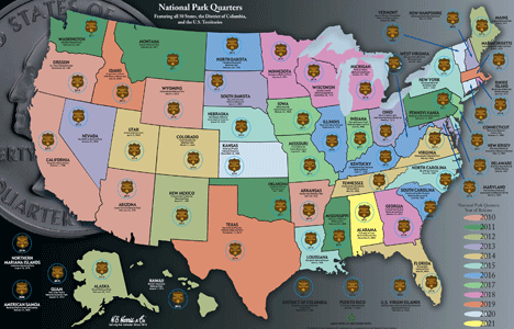 National Park Quarters Traditional Map Maroon